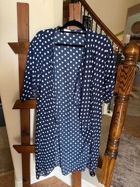 LuLaRoe Navy Blue Polka Dot Swim Coverup